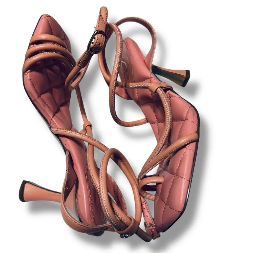 Sam Edelman Maven Sandals 9 Leather Square Toe Minimal Bridal Event Heels